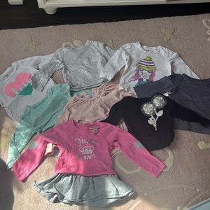 Girls Toddler Long Sleeve Shirts Lot, 18-24 months